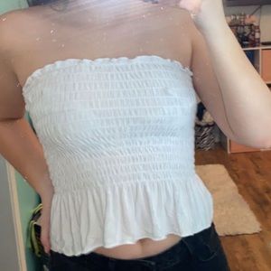 White ruffle crop top